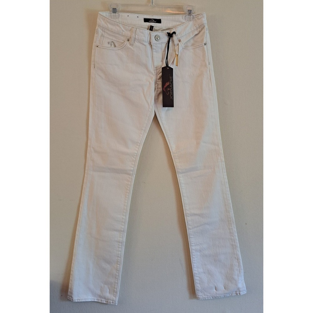Jordache Heather Slim Bootcut Jeans Womens 28/6 Long White New Metallic 1372-442